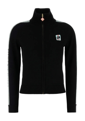 Casablanca stripe-detail zip-up cardigan - Black