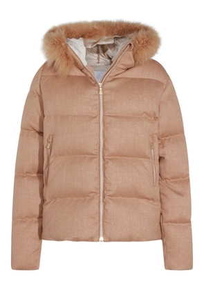 Eleventy fur-trim hooded coat - Neutrals