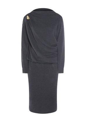 Fabiana Filippi draped embellishment midi dress - Grey