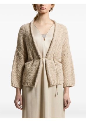 Peserico sequin-embellished belted cardigan - Neutrals