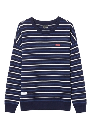 izzue striped logo-patch sweater - Blue