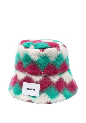 Bonsai geometric-pattern bucket hat - White