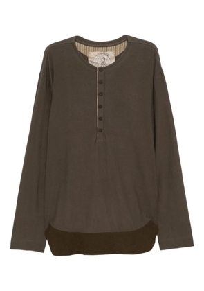 Ziggy Chen henley neck long sleeve T-shirt - Green