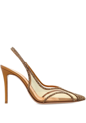 Gianvito Rossi 95mm Brenda crystal-embellished slingback pumps - Gold