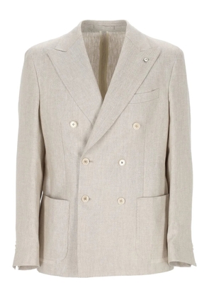L.B.M. 1911 double-breasted linen blazer - Neutrals