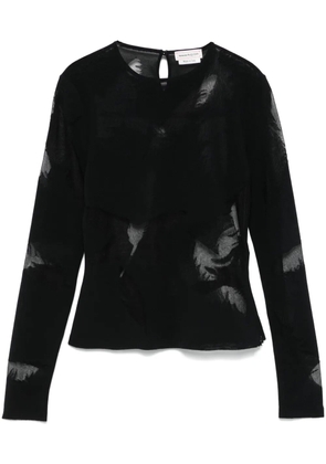 Alexander McQueen feather-intarsia blouse - Black