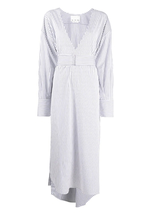 SA SU PHI stripe-pattern belted shirt dress - White