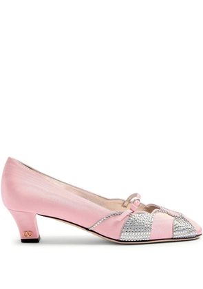 Valentino Garavani 45mm Bowow crystal-embellished pumps - Pink