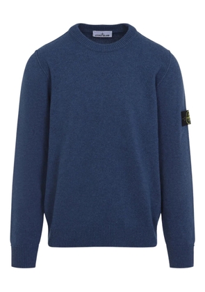 Stone Island logo-patch crew-neck sweater - Blue