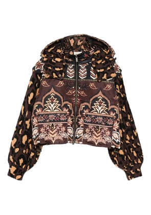 FARM Rio Ainika animal-print hooded jacket - Brown