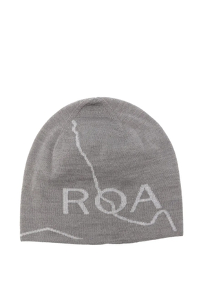 ROA logo-detail wool beanie hat - Grey