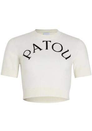 Patou logo-jacquard cropped top - White