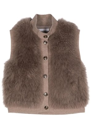 Liska fur-design ribbed-trim gilet - Brown