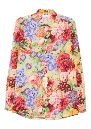 Moschino floral-teddy print shirt - Blue