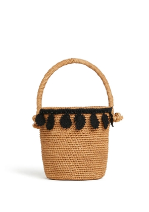 Alanui paisley-appliqué raffia basket bag - Neutrals