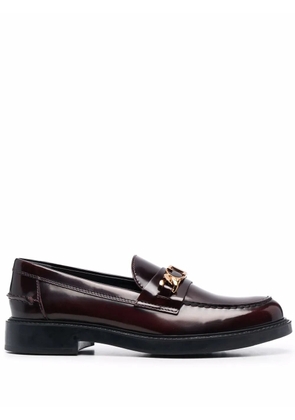 Tod's logo-plaque leather loafers - Red