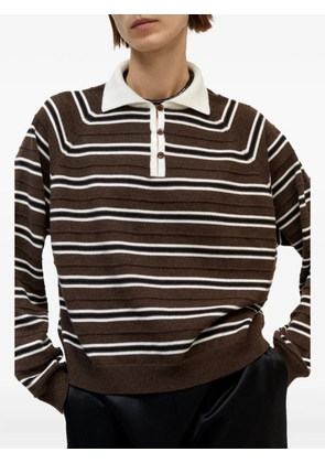 Cordera striped merino wool polo top - Brown
