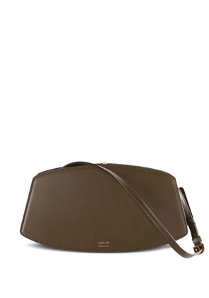 Savette curved-flap calfskin shoulder bag - Brown
