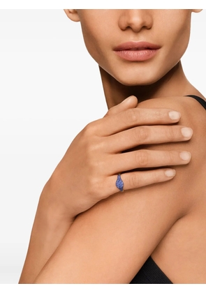 David Yurman 18kt yellow gold Petite Pavé sapphire pinky ring (7mm)