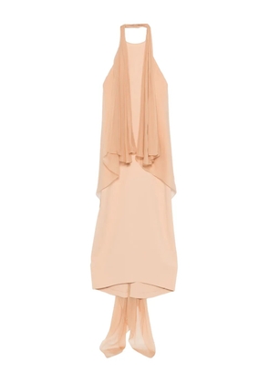 Alberta Ferretti halterneck overlay dress - Neutrals