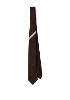 Prada stripe-detail silk tie - Brown