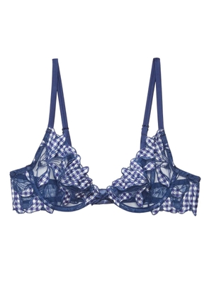 Fleur Du Mal Lily embroidered plunge demi bra - Blue