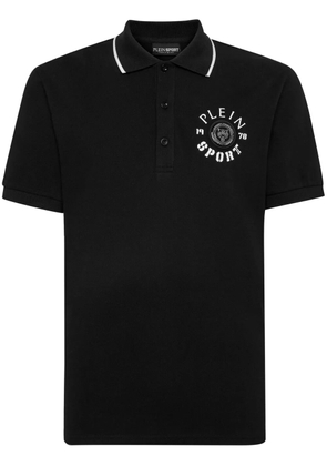Plein Sport logo-appliqué cotton polo shirt - Black