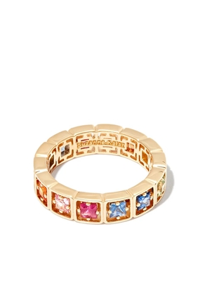 Suzanne Kalan 18kt yellow gold rainbow sapphire ring