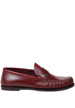 Saint Laurent Laurent logo-plaque leather loafers - Red