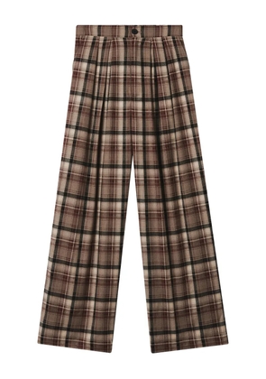 tout a coup plaid-check pleated trousers - Brown