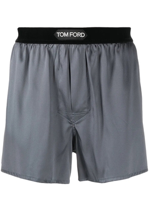 TOM FORD logo-waistband silk-blend boxer shorts - Grey