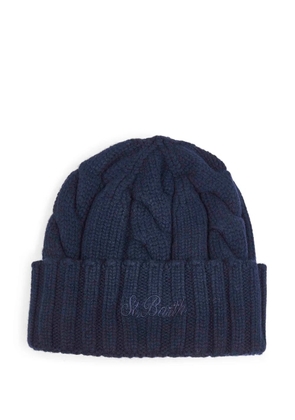 MC2 Saint Barth cable-knit embroidered beanie hat - Blue