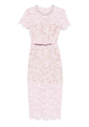 Self-Portrait lace pearl-embellished midi dress - Pink