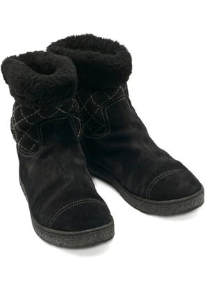 CHANEL Pre-Owned logo-embroidered ankle boots - Black