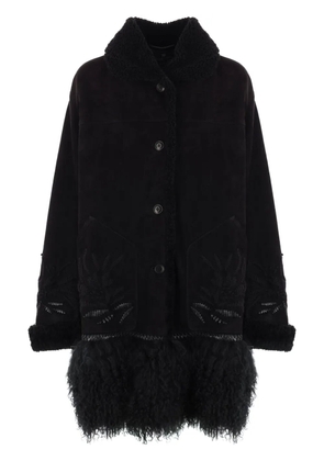 Ermanno Scervino embroidered shearling coat - Black