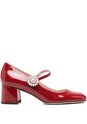 Valentino Garavani crystal-embellished block-heel pumps - Red