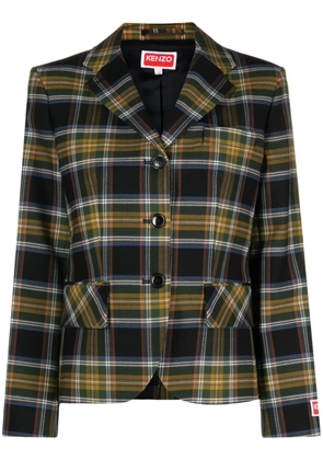 Kenzo tartan-check single-breasted blazer - Yellow