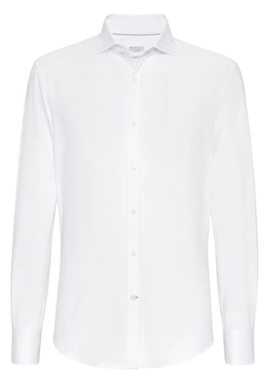 Brunello Cucinelli spread-collar cotton shirt - White