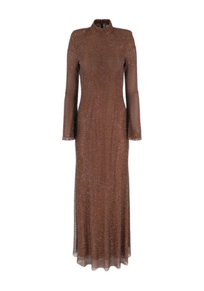Self-Portrait rhinestone-embellished gown - Brown