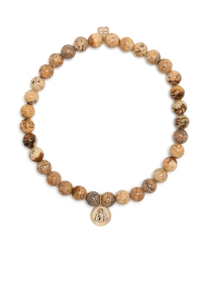 Sydney Evan 14kt yellow gold Buddha beaded bracelet - Brown