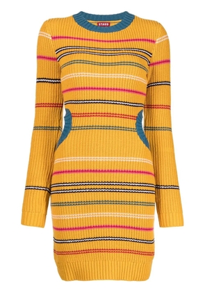 STAUD knitted striped mini dress - Yellow