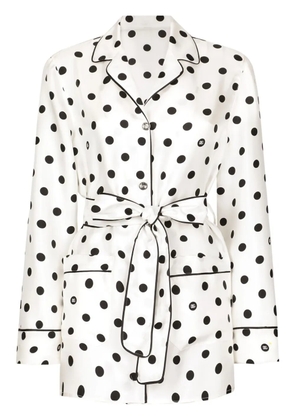 Dolce & Gabbana polka-dot silk pajama shirt - White