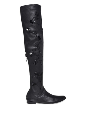 Alberta Ferretti sequinned thigh-high boots - Black