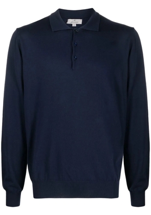Canali long-sleeve polo jumper - Blue