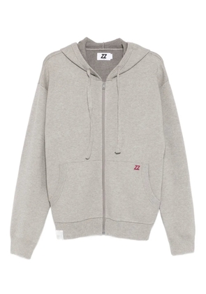 izzue logo-patch knitted jacket - Neutrals