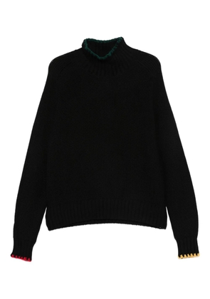 YMC waffle high-neck sweater - Black