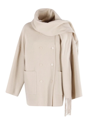 Isabelle Blanche double-breasted scarf coat - Neutrals