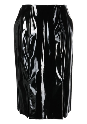 Raf Simons high-shine slit-detail knee-length skirt - Black
