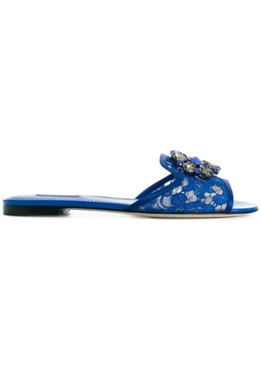 Dolce & Gabbana Rainbow Lace brooch-detail sandals - Blue