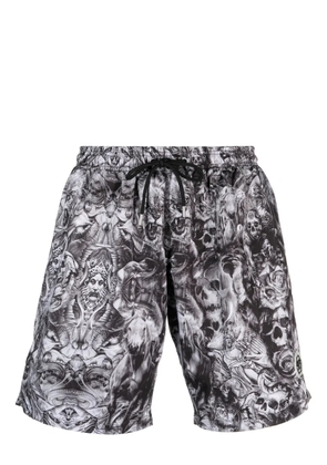 Philipp Plein Tattoo graphic-print swim shorts - Black